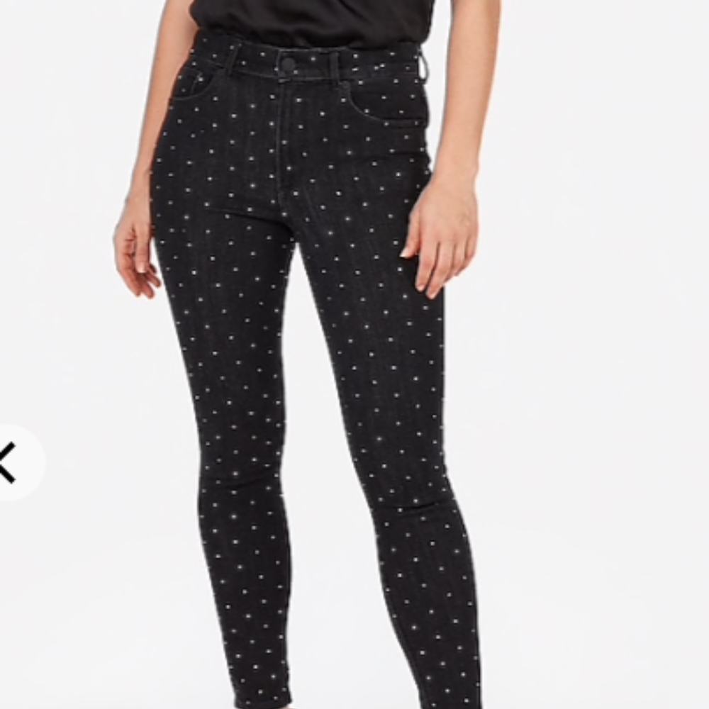 Express Mid Rise Rhinestone Ankle Leggings - Picture 7 of 7